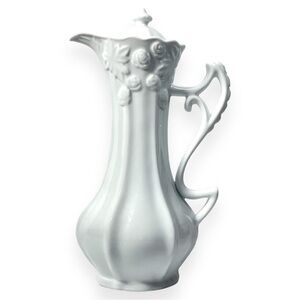 Kaldun‎ & Bogle White Coffee Chocolate Teapot with Lid Embossed Floral
